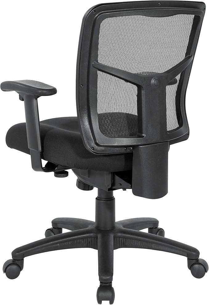 Office Star ProGrid Breathable Mesh Back Manager's Office Chair with Built-in Lumbar Support and Height Adjustable Padded Arms, Coal FreeFlex Fabric