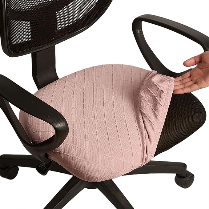 Melaluxe Stretch Jacquard Office Chair Cover, Removable Washable Desk Chair Cover Rotating Chair Seat Slipcover, Pink