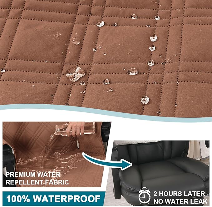 Turquoize Waterproof Office Chair Cover with Armrest Covers Durable Computer Desk Chair Cover with Arms Quilted Office Chair Seat Cover Slipcover with Anti-Slip Buckle for Home Office, Terracotta