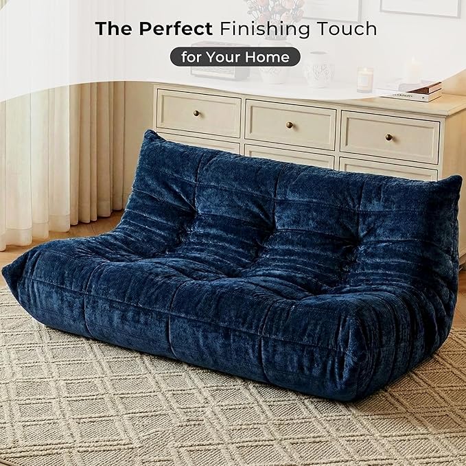 HABUTWAY Bean Bag Chair, Giant Bean Bag Chairs for Adults, 3 Seater Fireside Chair, Lazy Large Floor Bean Bag Sofa for Living Room, Bedroom, Dorm, Office (Navy Blue)