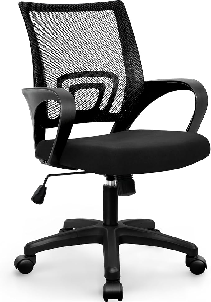 ETONEX Office Chair with Ergonomic Mid Back Cushion Lumbar Support Adjustable Swivel Rolling Computer Gaming Desk Chair Comfy Mesh Seat Wheels Home Executive Use (1, All Black)