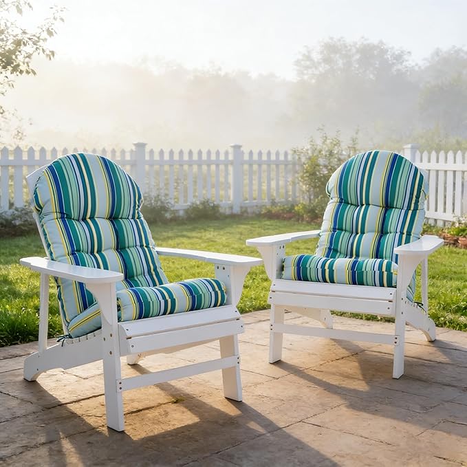 Enipate Weather Resistant Adirondack Chair Cushions Set of 2, High Back Rocking Chair Cushion, Indoor Outdoor Patio Tufted Thicken Lounge Cushion Seat Pads
