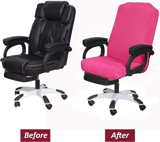 SARAFLORA Office Chair Cover- Medium, Dark Pink- Removable Computer Chair Cover for Office Chair with Zipper for Universal Rotating Chair Desk Chair Cover Chair Seat Washable Protector for Pet