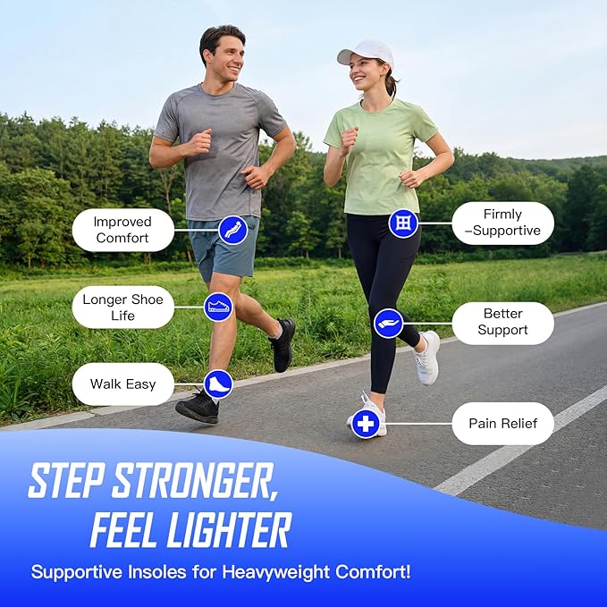 2026 Heavy Duty Support Pain Relief Orthotics - 250+ lbs Plantar Fasciitis High Arch Support Insoles for Men Women, Flat Feet Orthotic Insert, Work Boot Shoe Insole, Absorb Shock with Every Step