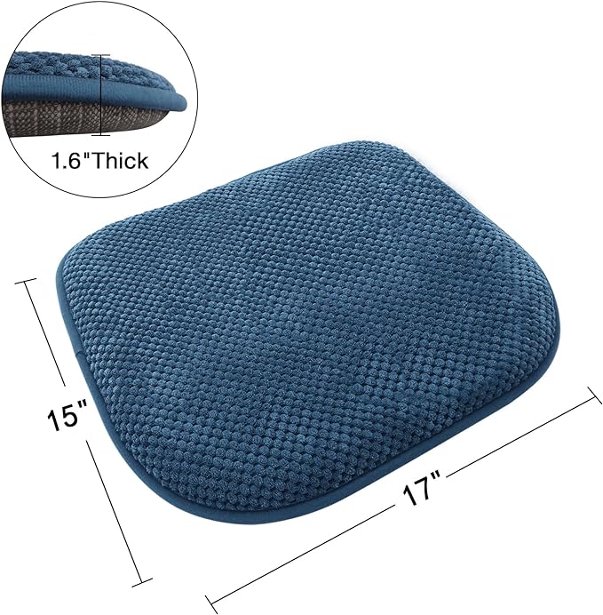 Blue Foam Seat Cushions Kitchen Chairs Pads for Dining Chairs Non Slip Office Seat Cushions Washable U Shaped Soft Thick Large Metal Wooden Chair Cushions,17" x 15"