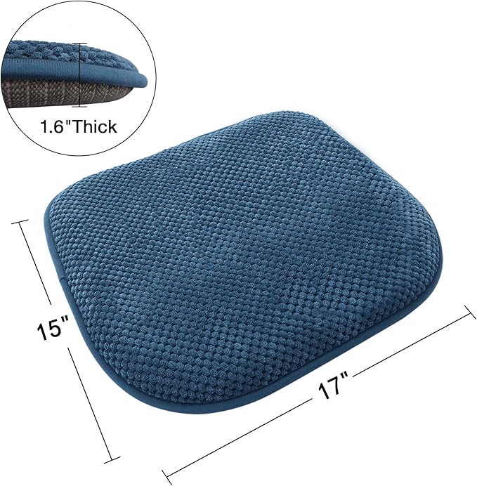 Blue Foam Seat Cushions Kitchen Chairs Pads for Dining Chairs 2 Pack Non Slip Patio Seat Cushions Washable U Shaped Soft Thick Large Metal Wooden Chair Cushions,17" x 15"