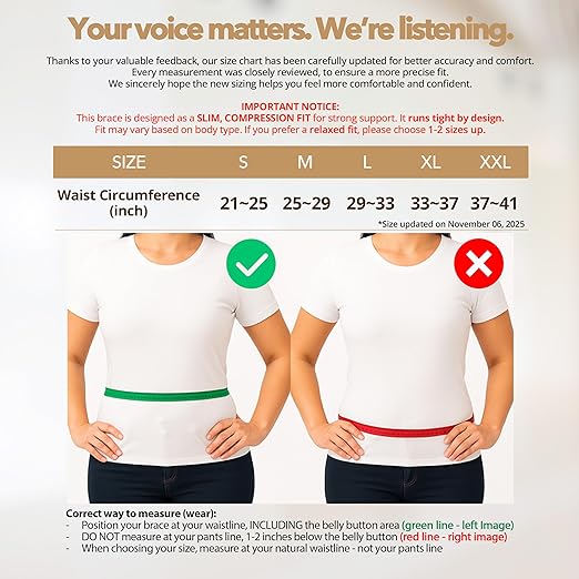Slim Fit Lower Back Brace – Ultra-Thin Ergonomic H-Shaped Resin Support, Seamless Design for Strong & Comfortable Lumbar Support, Lightweight & Discreet Back Brace (Beige, Small)