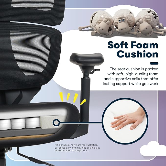 Serta AirHaven SX1200 Ergonomic Office Chair, High Back Mesh Desk Chair with Adjustable Headrest, Lumbar Support, 3D Armrests, ComfortCoils Seat, Swivel Computer Chair with Wheels, Black