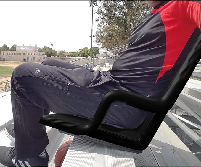 Home-Complete Stadium Seats - Bleacher Cushion with Padded Back Support and Armrests - 6 Reclining Positions Folding Stadium Chair with Carry Straps for Sports, Concerts, Camping, or Beach