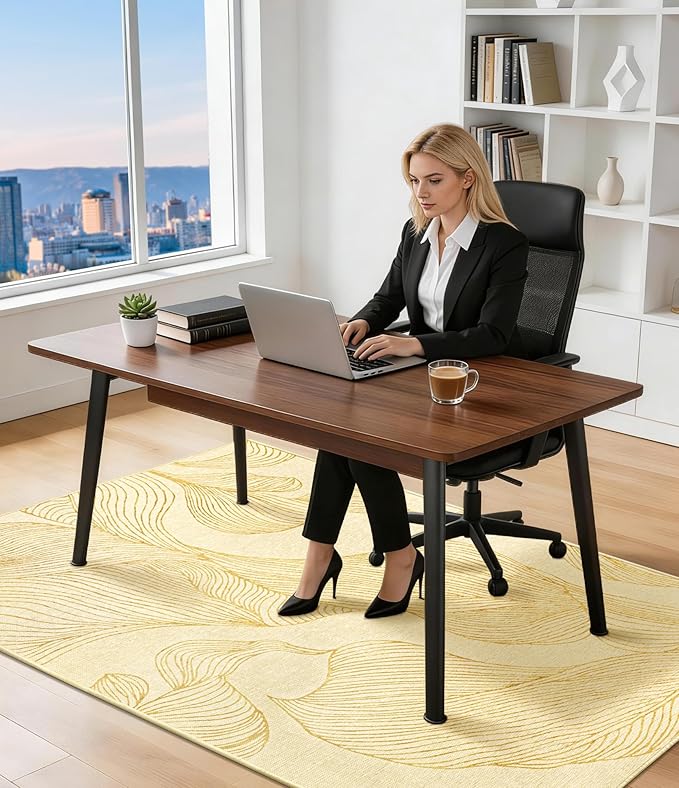chakme Office Chair Mat for Hardwood Floor, 72"x48" Easy Glide Computer Desk Mat Protector for Rolling Chair Under Desk Rug Nonslip Backing, Machine Wash, (Golden Leaf)