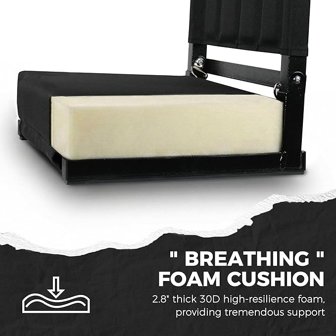 SPORT BEATS Stadium Seats with Back Support Bleacher Chairs with Back and Cushion Thick Padded Bleacher Seats Includes Shoulder Strap