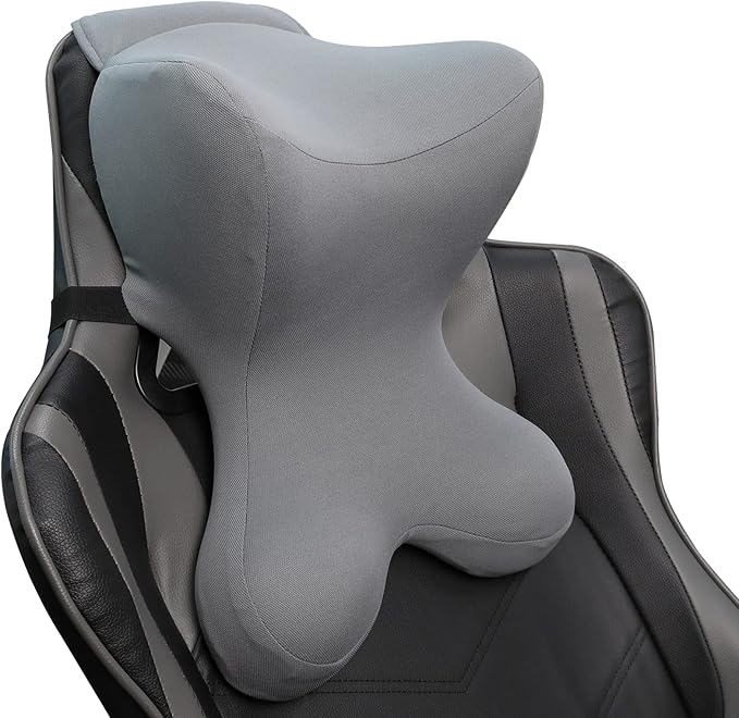 Car Neck Pillow for Driving Seat headrest Pillow/Gaming Chair Pillow with Adjustable Strap Removable Cover Ergonomic Design Neck Support Pillow for Car, Office Chair, Gaming Chair (Grey)