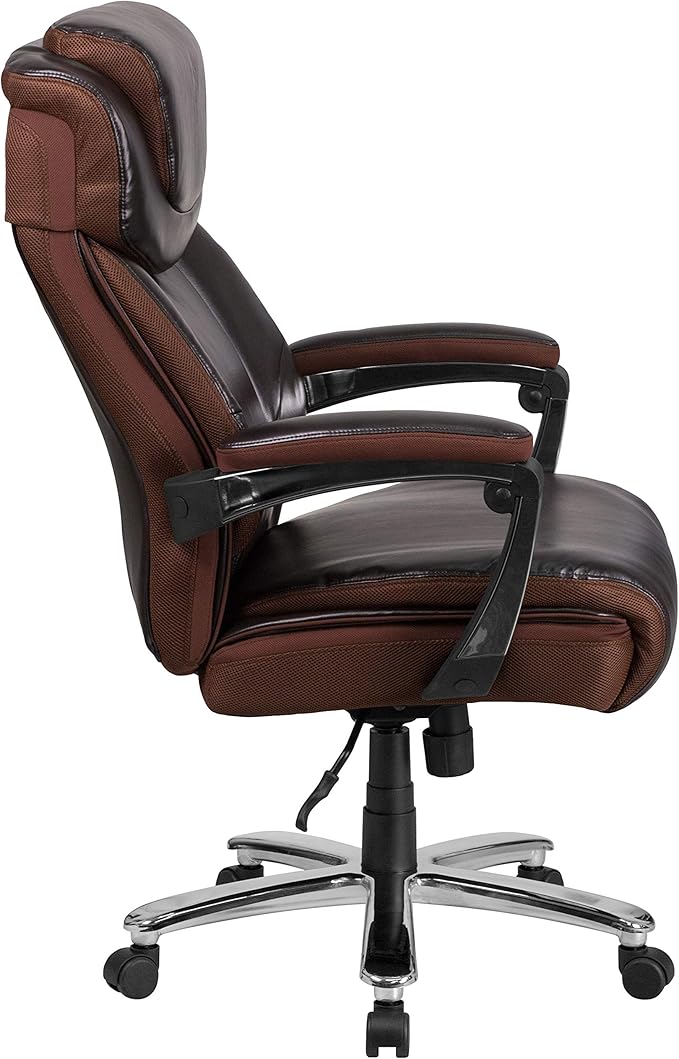 Flash Furniture Hercules Series High-Back Swivel LeatherSoft Office Chair, Ergonomic Executive Chair with Headrest and Adjustable Height, Brown
