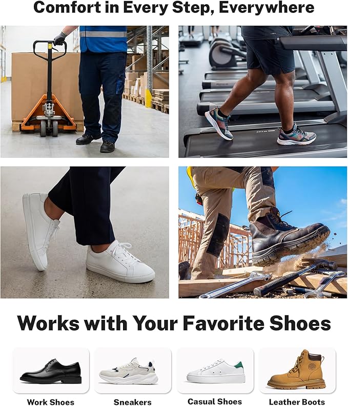 WalkHero Heavy Duty Arch Support Insoles, 220+lbs Plantar Fasciitis Orthopedic Inserts Relieve Pain, Work Boot Orthotics Insoles (Mens 6-6.5 | Womens 8-8.5, Coral Green)