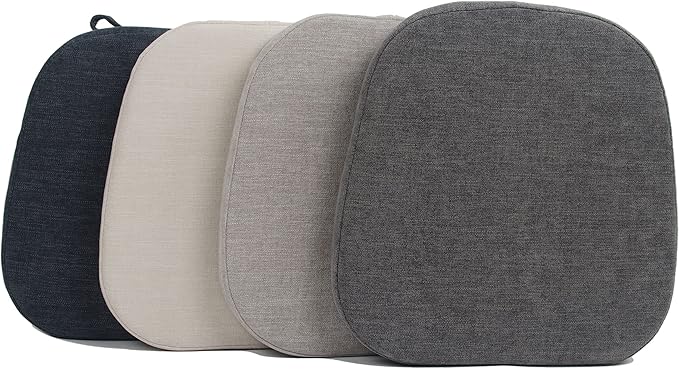 Loveboat 2 Pack Navy Metal Dining Chair Pads, 14x14 Inches, Chenille Fabric, High Density Foam Insert, Zipper Closure, 2 Inch Thick, Square, Industrial Style, 2 Count