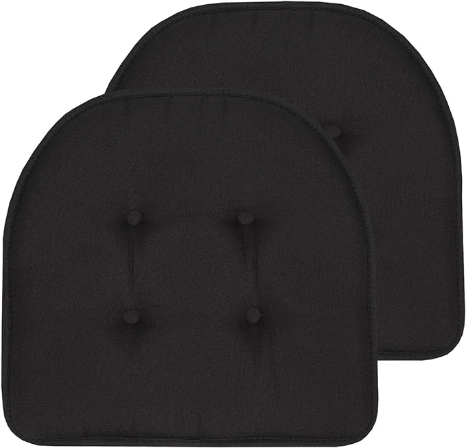 Chair Cushion Memory Foam Pads Tufted Slip Non Skid Rubber Back U-Shaped 17" x 16" Seat Cover, (Pack of 3)