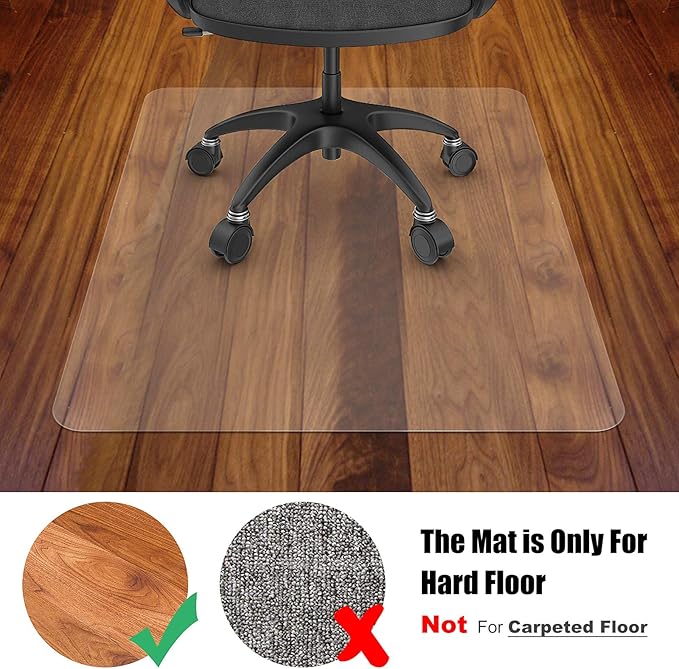 Azadx Large Chair Mat for Hardwood Floor 46 x 53'' Office Chair Mat for Hard Floors Clear Plastic Floor Mats for Wooden/Tile Floors Rolling Chairs Mats for Hardwood