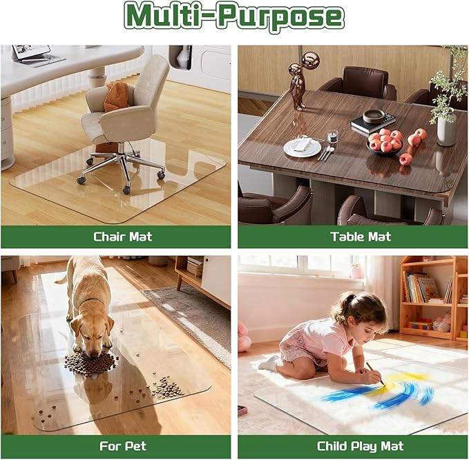 PET Office Chair Mat for Carpet - 36" X 48'' X 0.2" Thick Clear Shatterproof Office Chair Mat, Easy to Unroll and Lay Flat, Superior Glide, Heavy Duty Protection for Office Home Hardwood and Carpets