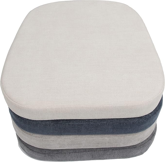 Loveboat 2 Pack Grey Metal Dining Chair Pads, 14x14 Inches, Chenille Fabric, High Density Foam, 2 Inch Thick, Tolix Style Metal Chairs