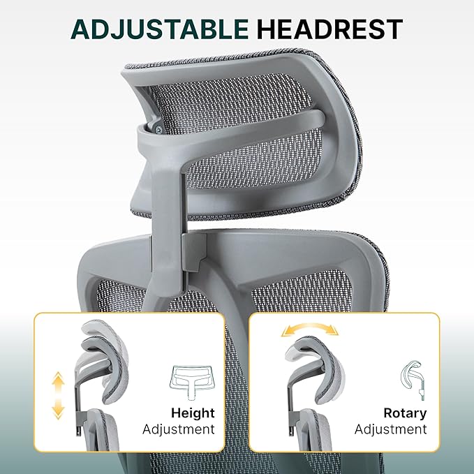 Ergonomic Mesh Office Chair, 3D Adjustable Armrests Desk Chair with 360° Swivel Silent Casters, 90°-120° Reclining Backrest Adjustable Gaming Chair for Home Office