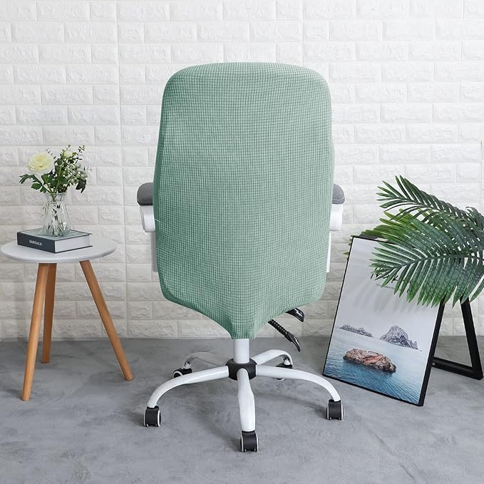 FORCHEER Office Chair Cover Water Repellent Jacquard Armrest Swivel Chair Slipcovers Removable Stretch Universal Computer Chair Cover L with Chair Arm Cover 2P-Army Green