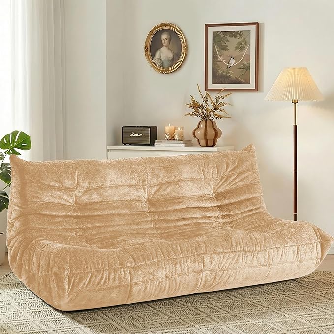 HABUTWAY Bean Bag Chair, Giant Bean Bag Chairs for Adults, 3 Seater Fireside Chair, Lazy Large Floor Bean Bag Sofa for Living Room, Bedroom, Dorm, Office (Khaki)