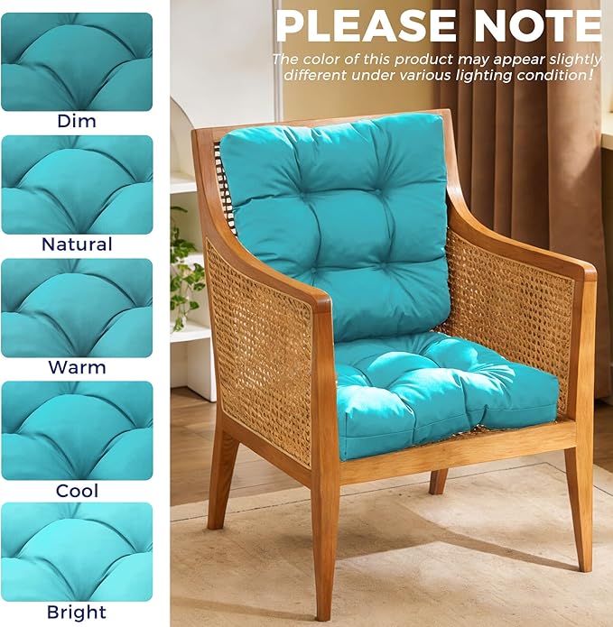 IASEAHK Outdoor Chair Cushions Set of 2, 19" x 19" x 5", Waterproof Outdoor Seat Cushions for Patio Furniture, Fade-Resistant Patio Chair Cushion, Dining Wicker Chair Pads for Porch Garden, Teal