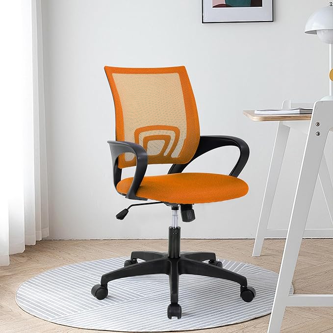 Modern Orange Mesh Ergonomic Office Chair with Lumbar Support, Adjustable Rolling Home Office Desk Chair