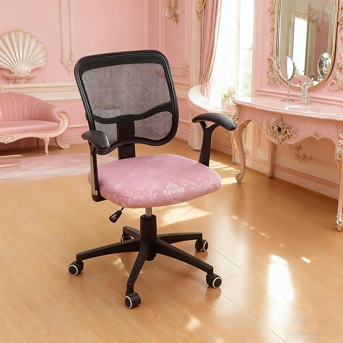 FORCHEER Office Chair Seat Cover Pink Stretch Velvet Deak Chair Seat Cushion Cover 20x20inch 1 Piece Washable