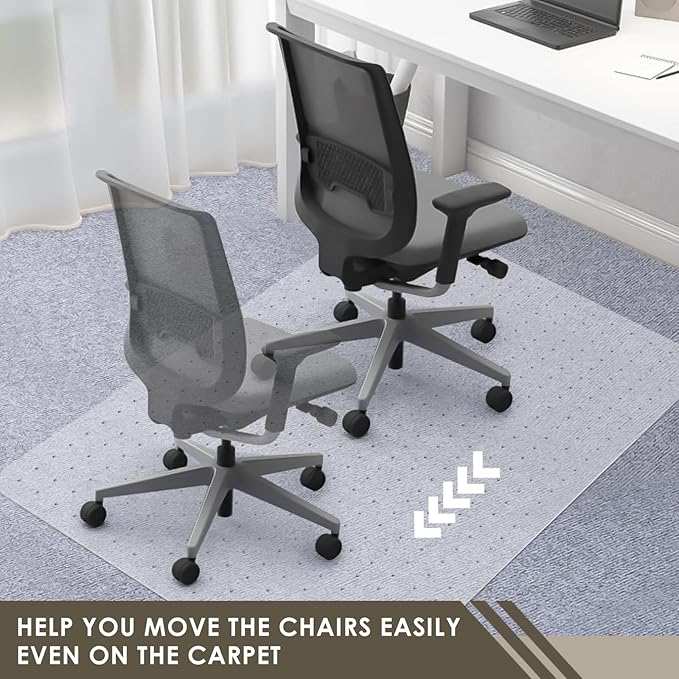 Azadx Heavy Duty Office Chair Mat for Carpet 45" x 53" Hard Material Chair Mat for Carpeted Floor Non-Slip Carpet Protector for Office Easy Glide Desk Floor Mat for Office Chair on Carpets 2 Pack
