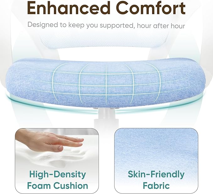 ETONEX Office Chair with Ergonomic Mid Back Cushion Lumbar Support Adjustable Swivel Rolling Computer Gaming Desk Chair Comfy Mesh Seat Wheels Home Executive Use (Sky Blue)