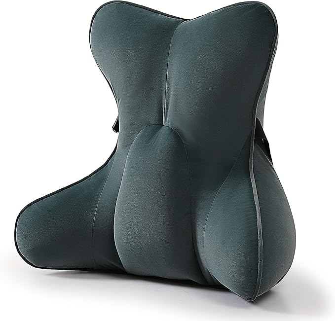 Lumbar Support Pillow for Car Seat and Office Chair, Back Support Cushion for Driving, Lumbar Pillow for Sitting, Ergonomic Back Cushion for Lower Back Support, Charcoal Gray