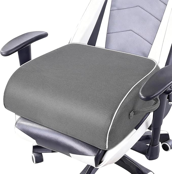 Thick Chair Cushions, Office Booster Seat Cushion to Tailbone Pain Relief, Non Slip Memory Thick Foam Cushion with Carry Handle 6"-Grey