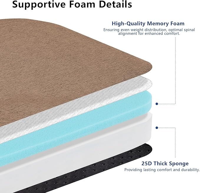 Nordjager Chair Cushions for Dining Chair Seat Set of 4, Memory Foam Chair Pads Help You Relief from Sedentary Discomfort in The Office or Kitchen and Dining Rooms(17" x 16" x 2.5", Brown)