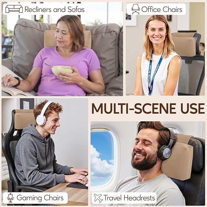Neck Pillow for Recliner Chair, 14" Adjustable Recliner Pillow for Headrest, Soft Velvet Weighted Back Non-Slip Head Pillow for Recliner, Couch, Chair, Sofa
