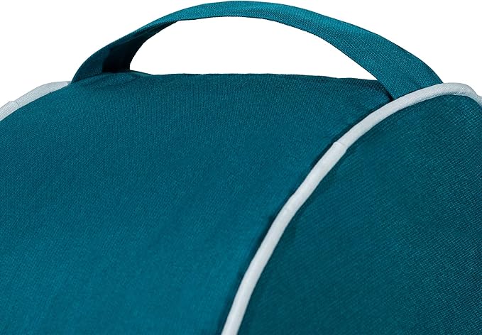 QILLOWAY Inflatable Outdoor Ottoman for Patio, Waterproof Round Pouf, Inflatable Foot Rest, Outdoor Footstool for Poolside, Garden，Camping,Peacock Blue