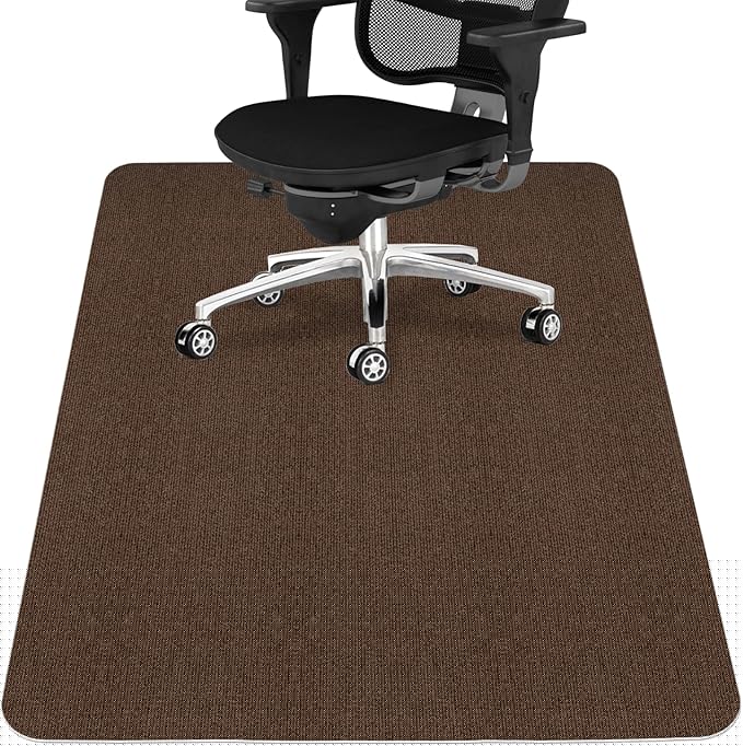 Sycoodeal Office Chair Mat for Hardwood Floor,Office Computer Gaming Chair Mat for Tile Floor,Large Floor Protector Rug,Anti-Slip,Easy to Clean,Coffee(55"x36")