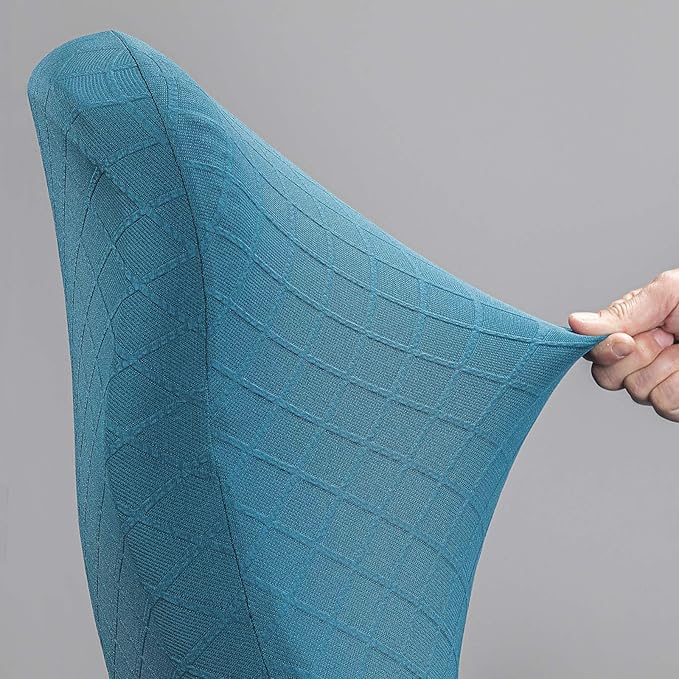 Melaluxe Stretch Jacquard Office Chair Cover, Removable Washable Desk Chair Cover Rotating Chair Seat Slipcover, Blue