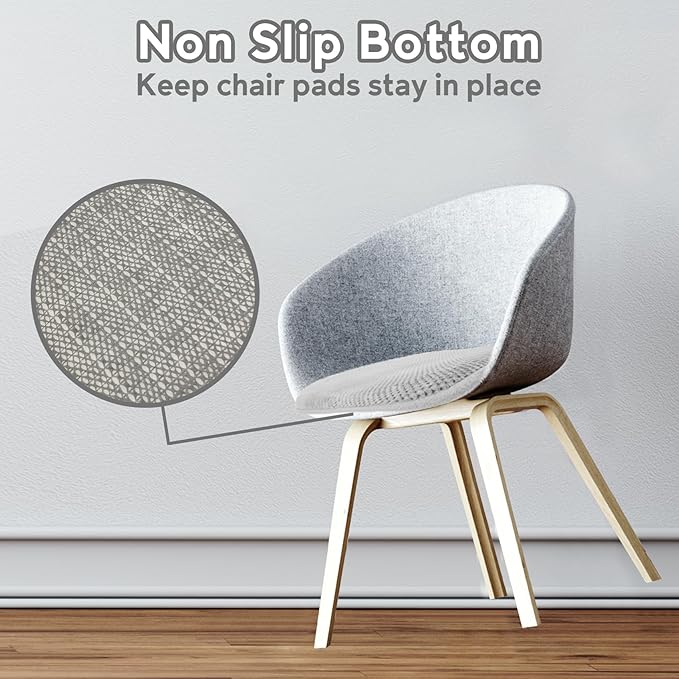Silver Grey Chairs Cushions for Dining Chairs 6 Pack Non Slip Foam Kitchen Seat Cushions Washable Soft Thick Patio Pads Large Wooden Metal Tapered Chair Cushions,17" x 15"