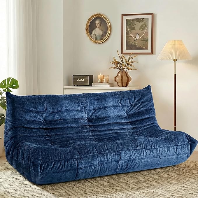 HABUTWAY Bean Bag Chair, Giant Bean Bag Chairs for Adults, 3 Seater Fireside Chair, Lazy Large Floor Bean Bag Sofa for Living Room, Bedroom, Dorm, Office (Navy Blue)