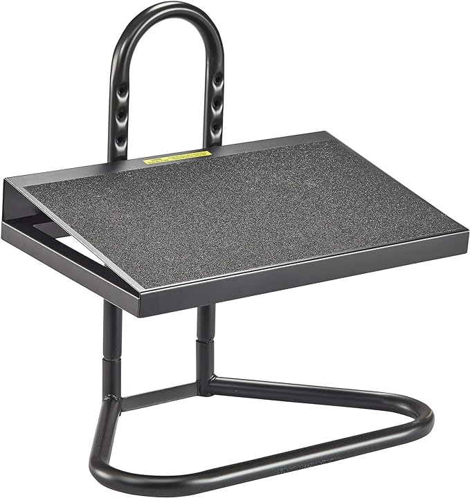 Safco Task Master Adjustable Footrest, 9 Position Textured Platform, Tubular Steel, for Home, Office & Classroom, Black