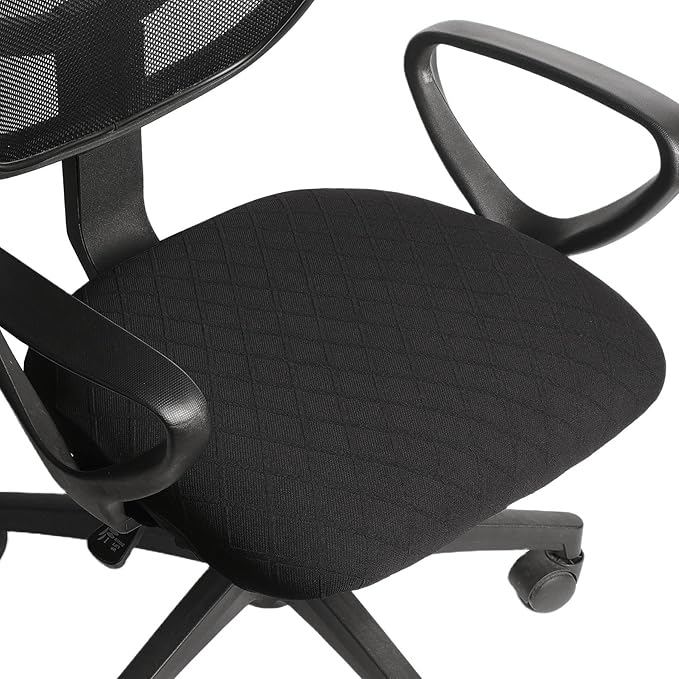 Melaluxe Stretch Jacquard Office Chair Cover, Removable Washable Desk Chair Cover Rotating Chair Seat Slipcover, Black