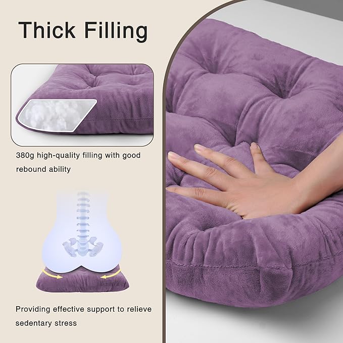 OVOV 1 Pack Chair Cushions for Dining Chairs Soft Seat Cushions for Kitchen Desk Chairs Square Chair Pads with Ties (15.5"x15.5" Purple)