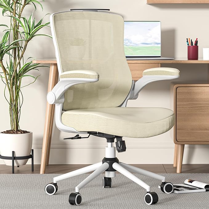 CYKOV Office Chair, High Back Desk Chair Adjustable Height and Ergonomic Design Home Office Computer Chair Executive Lumbar Support Padded Flip-up Armrest Swivel Task Chair