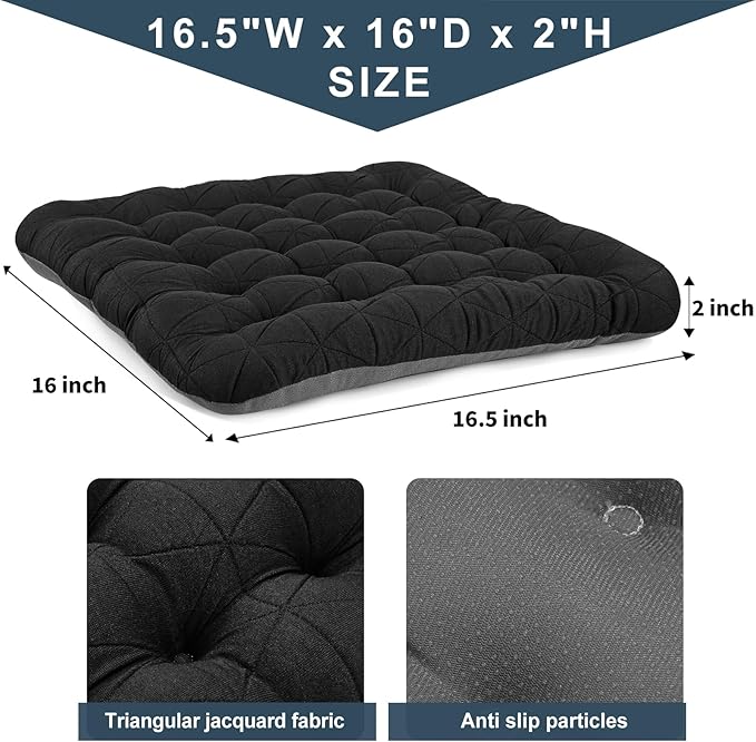 BUYUE Good Support Office Chair Cushion, Luxury Jacquard with Anti-Skid Silicone Seat Cushion Padded for Computer Desk Kitchen Chair (1 Count, Black)