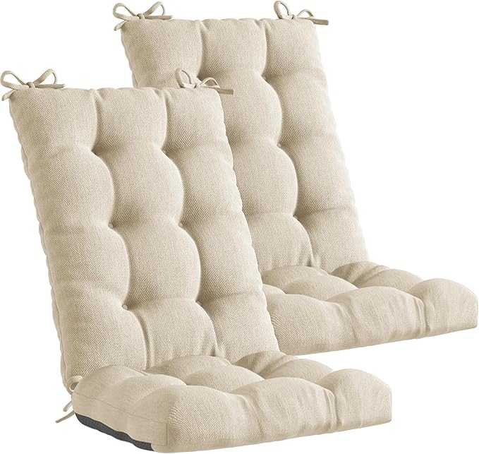 Codi Rocking Chair Cushions Indoor, Water Resistant Glider Rocker Replacement Cushion Set for Patio Porch Garden - Fits Most Standard Rockers, Beige 2PK