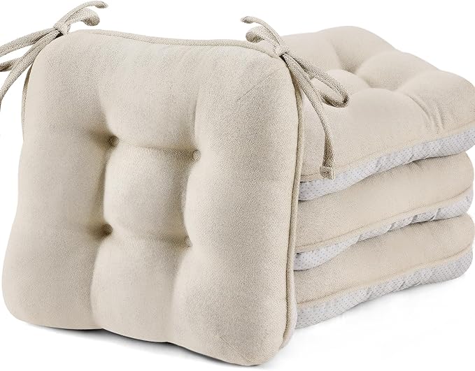 BETU Chair Cushions for Dining Chairs,3.5" Thick Kitchen Table Chair Pads with Ties,Non Slip Backing and Covers,Seat Cushion for Dining Room,Bar,Patio Chairs,20"X20"X3.5"