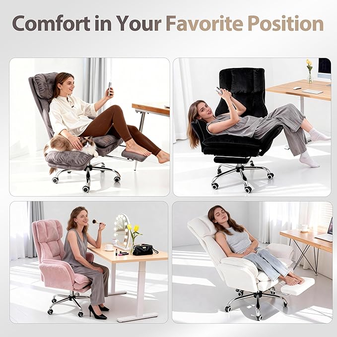Big and Tall Office Chair, Executive Ergonomic Computer Gaming Chair with Foot Rest, Flip Armrests for Cross Legged Sitting & Pet, Premium Tech Fabric Wide Seat Reclining Desk Chair, Criss Cross Chair