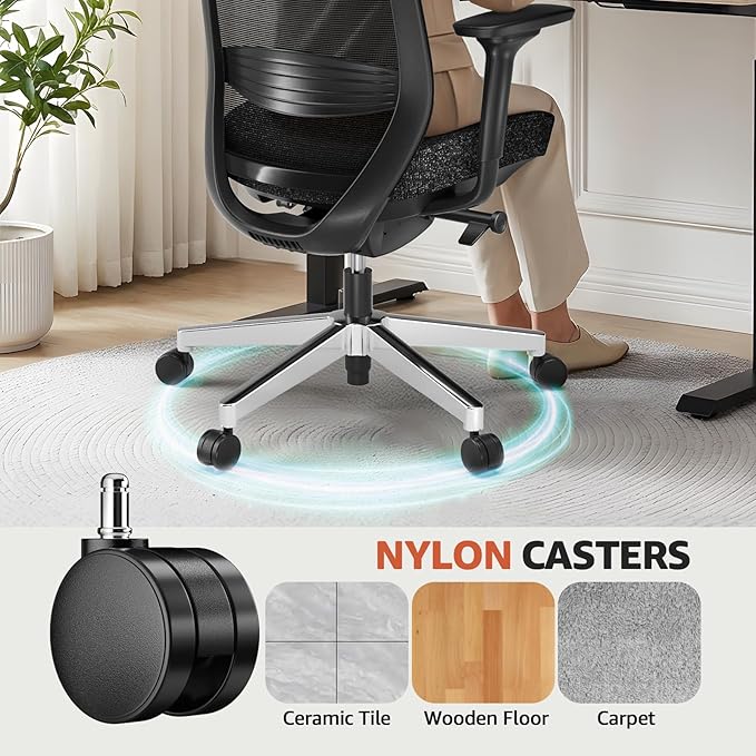 ErgoSift M2 Ergonomic Office Chair - High-Back Mesh Desk Chair with Adjustable Lumbar Support 4D Armrests for Long Hours Sitting Black