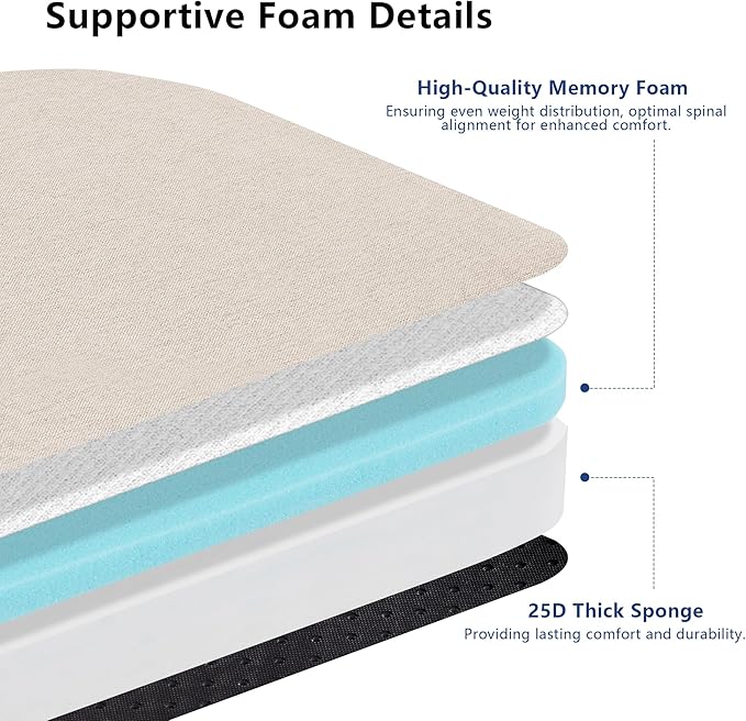 Nordjager Chair Cushions for Dining Chair Seat Set of 4, Memory Foam Chair Pads Help You Relief from Sedentary Discomfort in The Office or Kitchen and Dining Rooms(17" x 16" x 2.5", Beige)
